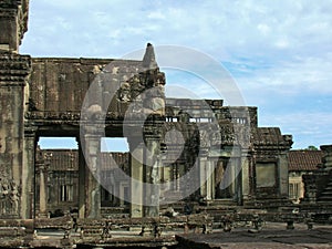 Stone carved entrance to Temple at Angkor Cambodia