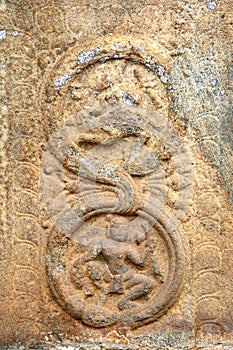 Stone carved figures at the Gadaladeniya Raja Maha Vihara