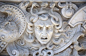 Stone Carved Panel of Medusa