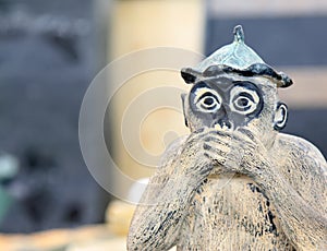 Stone carving crafts in a park