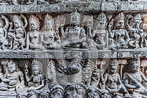 Stone carving detail angkor thom cambodia