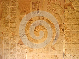 Stone carving with maya chief