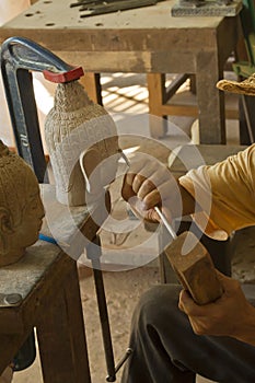 Stone carving in Siem Reap