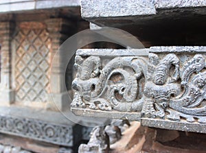 Stone carvings of hoyasala temples photo