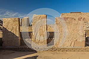 Stone carvings near Kalabsha temple on the island in Lake Nasser, Egy