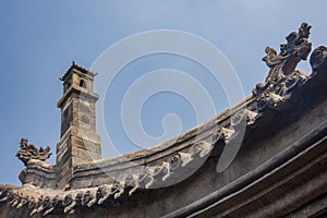 Stone carvings of the roof of ancient dwellings