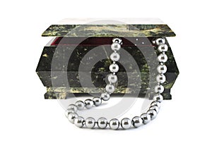 Stone casket and beads