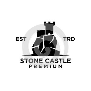 Stone castle fortress logo icon design illustration