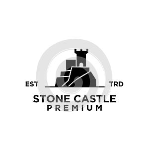 Stone castle fortress logo icon design illustration