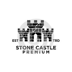 Stone castle fortress logo icon design illustration