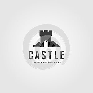 Stone castle logo vintage vector illustration design