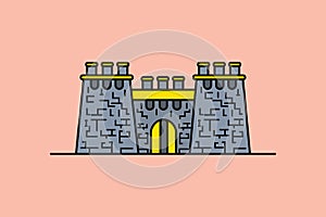 Stone Castle Tower Building vector illustration