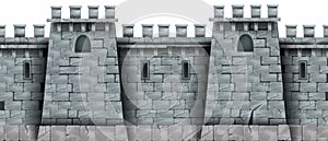 Stone castle wall background, vector seamless brick medieval tower texture, rock city fortification building.