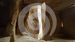 Stone cave houses and ancient monasteries with volcanic rock landscape at Zelve Valley in Cappadocia, Turkey