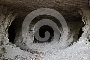 Stone cave inside. view near the entrance