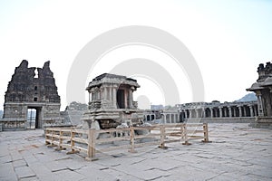 Stone chariot during early morning in vitthal temple Hampi