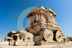 Stone chariot in the Vittala temple in Hampi