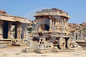 Stone Chariot in Vittala Temple, Hampi, India photo