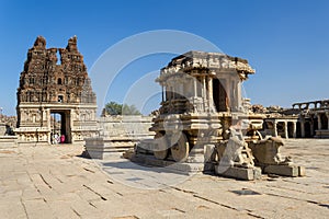 Stone Chariot in the Vittalla temple in Hampi photo