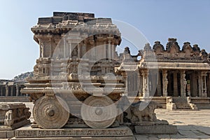 Stone Charriot at Vittala Temple ion Hampi, Karnataka, India photo