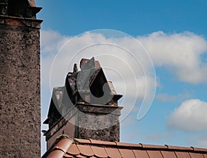 Stone Chimneys on Haguenau House Rooftop