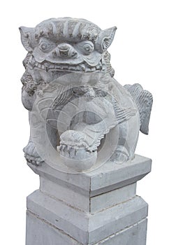 Stone Chinese Lion Stone With Clipping Path