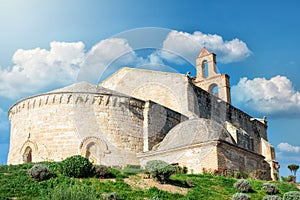 Stone church in Castilian village in Spain