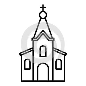 Stone church icon, outline style