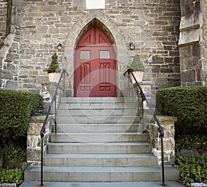 Stone Church Red Door
