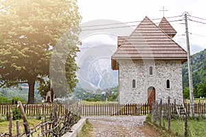 stone church from Theth village, Theth National Park, Albania