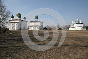 Stone churches of the hinterland of Russia. The town of Kargopol. Temple bells.