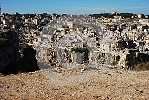 The stone city cave in Matera Italy where the people lived untill palaeolithic times