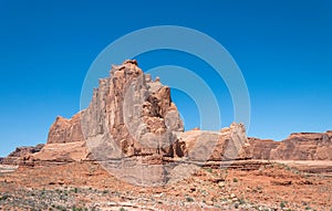 Stone cliffs in the Arches National Park. Desert Southwest USA