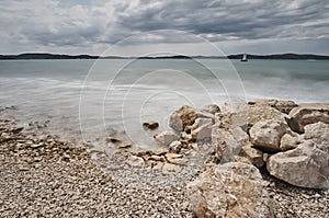 Stone coast on Adriatic sea.