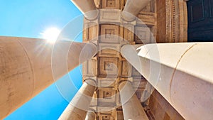 Stone columns from ancient temples of the Colonial era