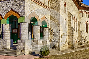 Stone columns as an element of ancient classical architecture. Background or backdrop