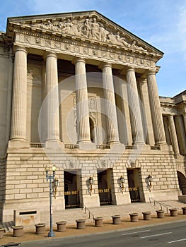 Stone columns on front of historic building