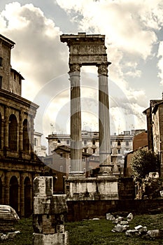 Stone columns in the Imperial forums of Emperor Augustus photo