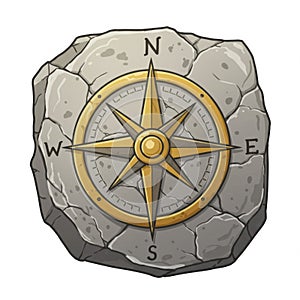 Stone Compass Rose with North South East and West Directions Navigation Tool