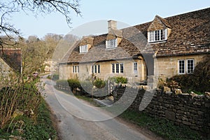 Stone Cottages and a Lane in Rural England