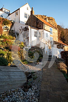 Stone Cottages at Runswick Bay, North Yorkshire Moors, England, UK