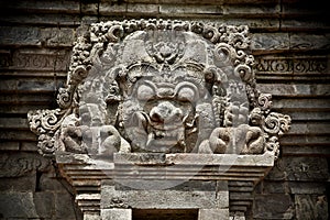 Stone craft of Demon in Candi Penataran temple in Blitar, Ind