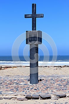 Stone cross at Cape Cross Bay, Skeleton Coast Namibia