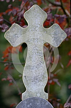 Stone cross at graveyard