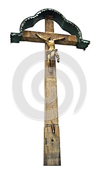 Stone cross isolated crucifix