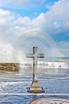 Stone cross in memory of deceased sailors