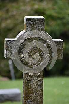 Stone cross in Oakwood Cemetery in Fort Worth Texas