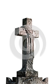 Stone cross on a white background