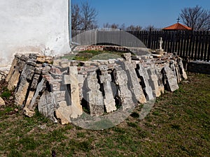 Stone crosses at Comana Monastery, Romania