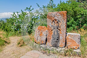 Stone crosses (Khachkar) at Sevanavank monastery, Armen